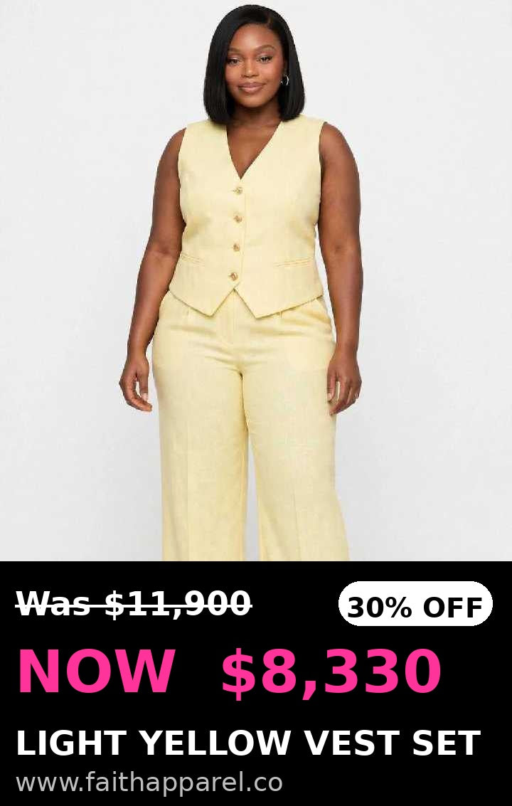 Light yellow 2pc armless button top, pants suit&nbsp;