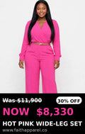 Pink belt waist long sleeve jumpsuit