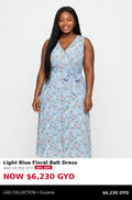 Light blue floral tie waist dress