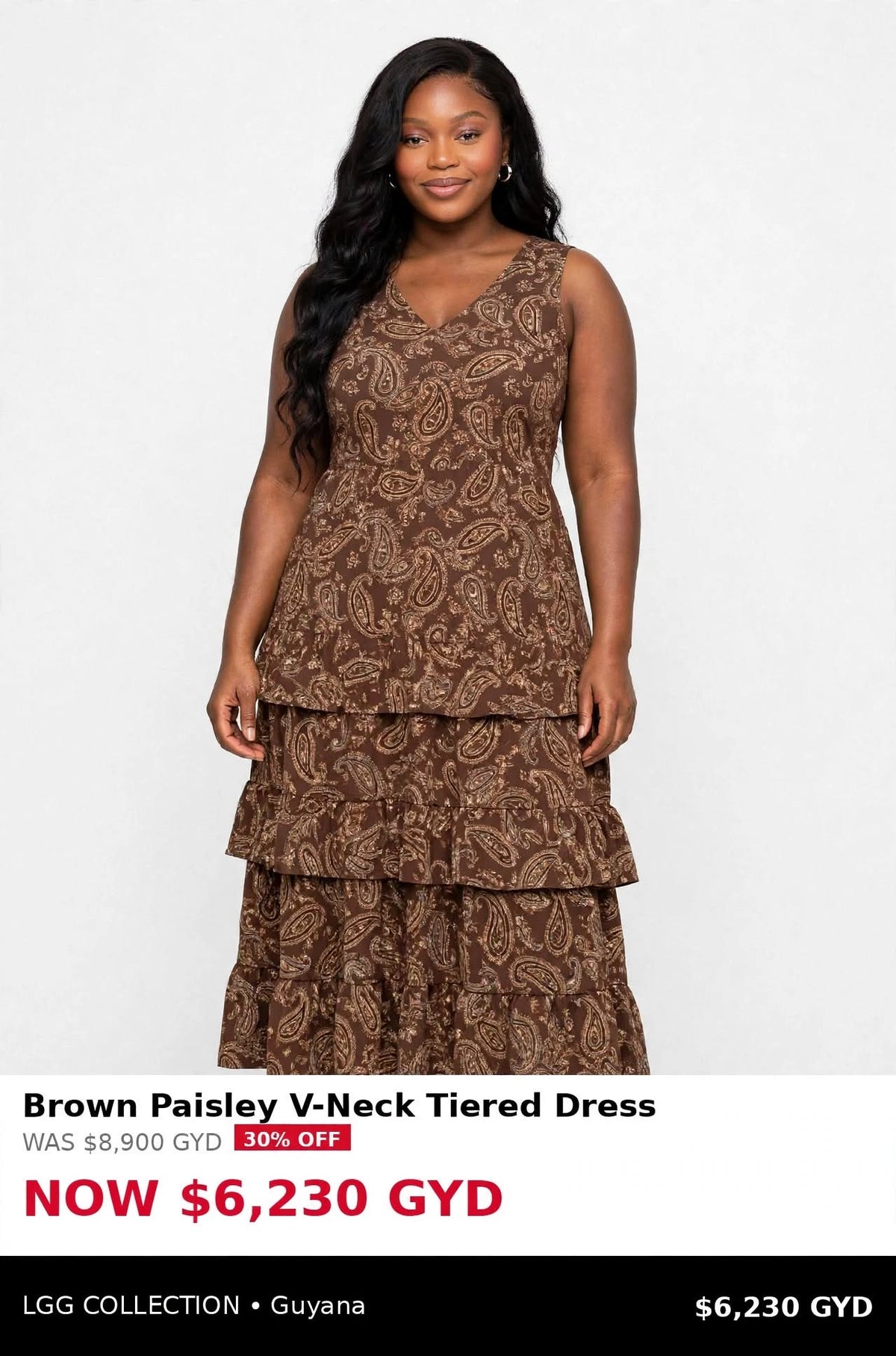 Brown paisley tiered dress