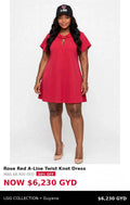 Rose red A line dress