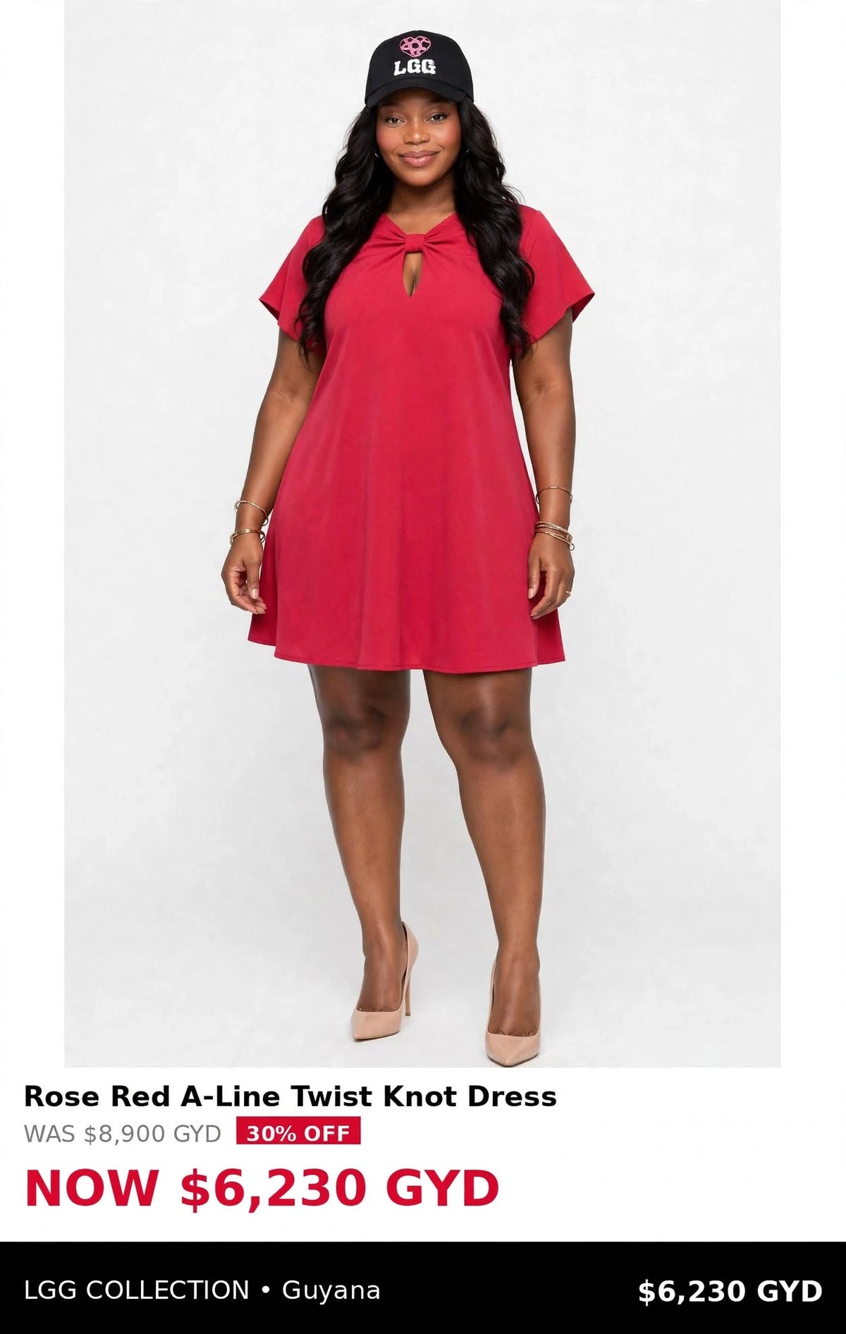 Rose red A line dress