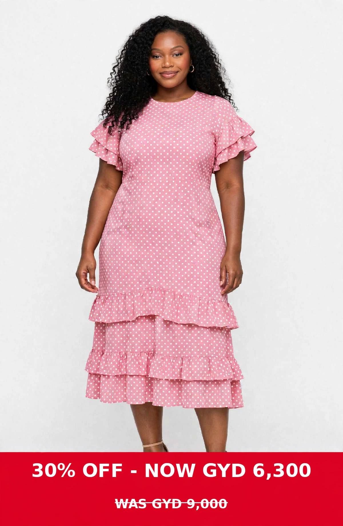 Pink tiered sleeves & tiered bottom dress