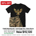 Mens matching camo shorts sets