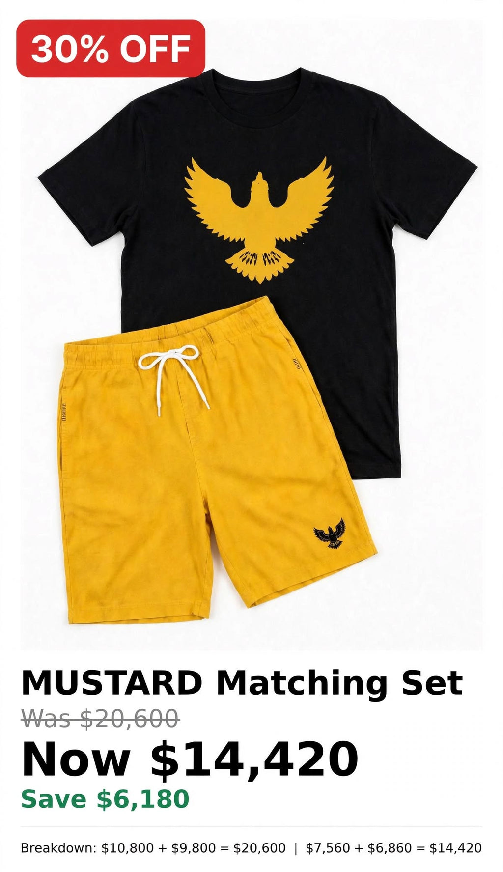 Mens matching color shorts sets