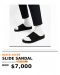 Mens Tough black suede cross slides/slipper