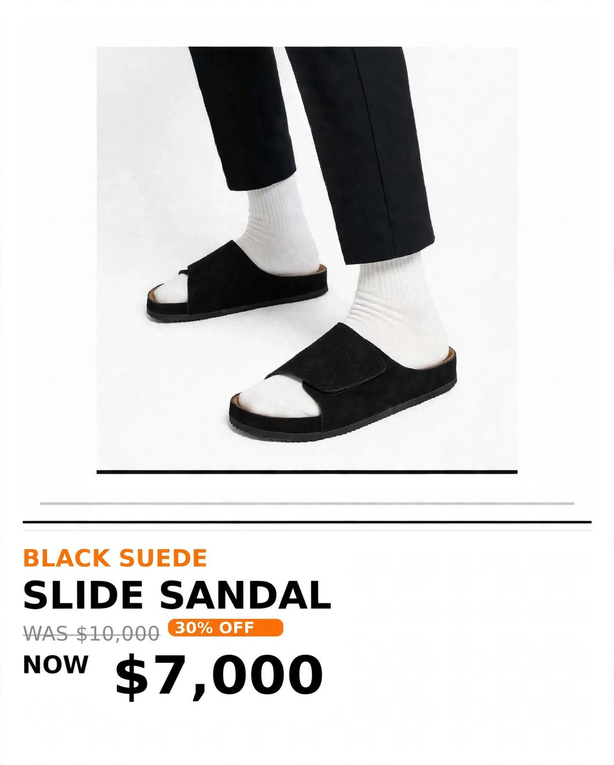 Mens Tough black suede cross slides/slipper