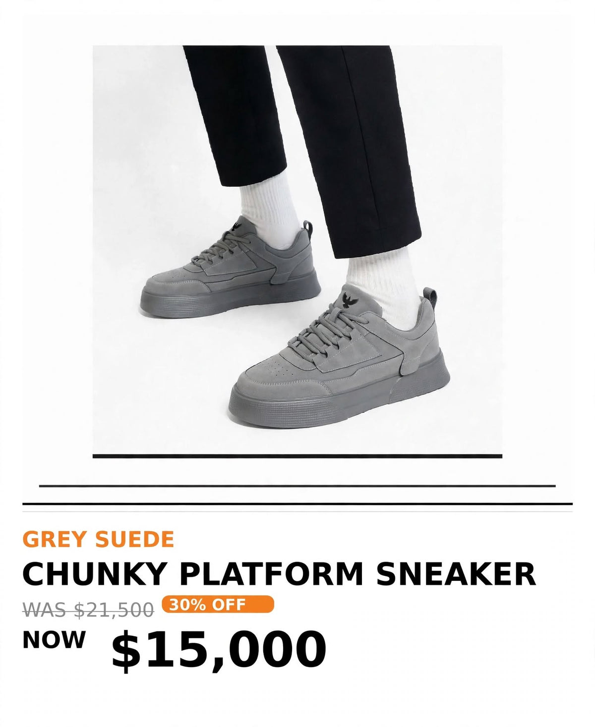 Mens grey platform sneaker