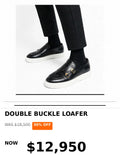 Mens Tough black buckle style loafer