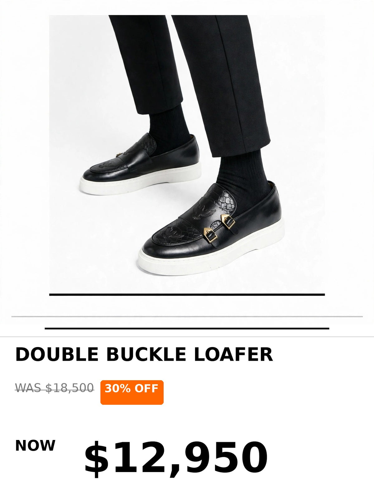 Mens Tough black buckle style loafer