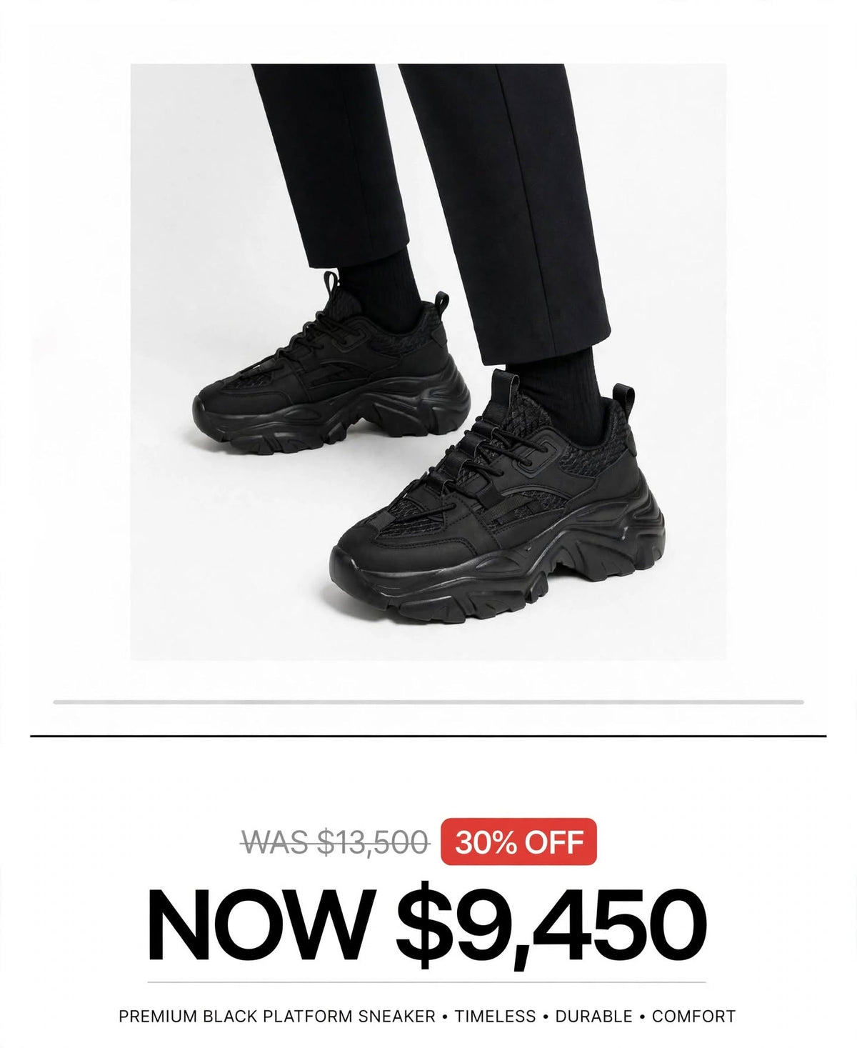 Mens black chunky sneaker