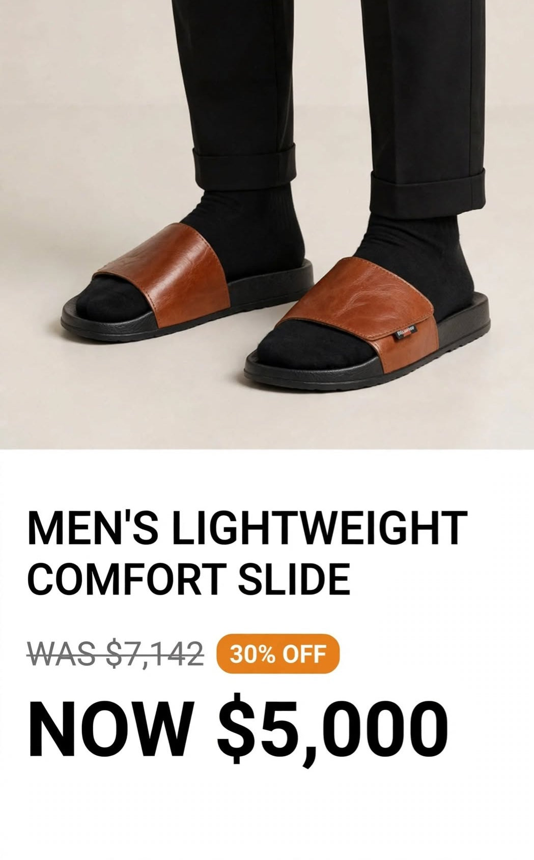 Mens Tough luxury lightweight brown slides/slipper