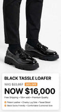 Mens Tough luxury black tassle loafer
