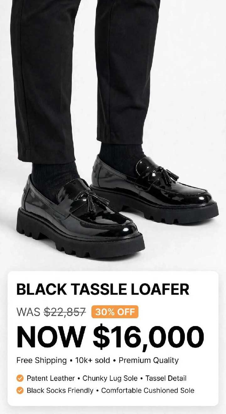 Mens Tough luxury black tassle loafer