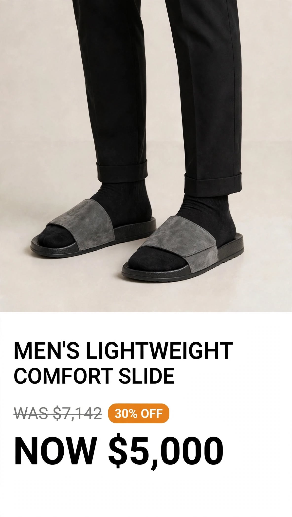 Mens Tough lightweight grey slides/slipper