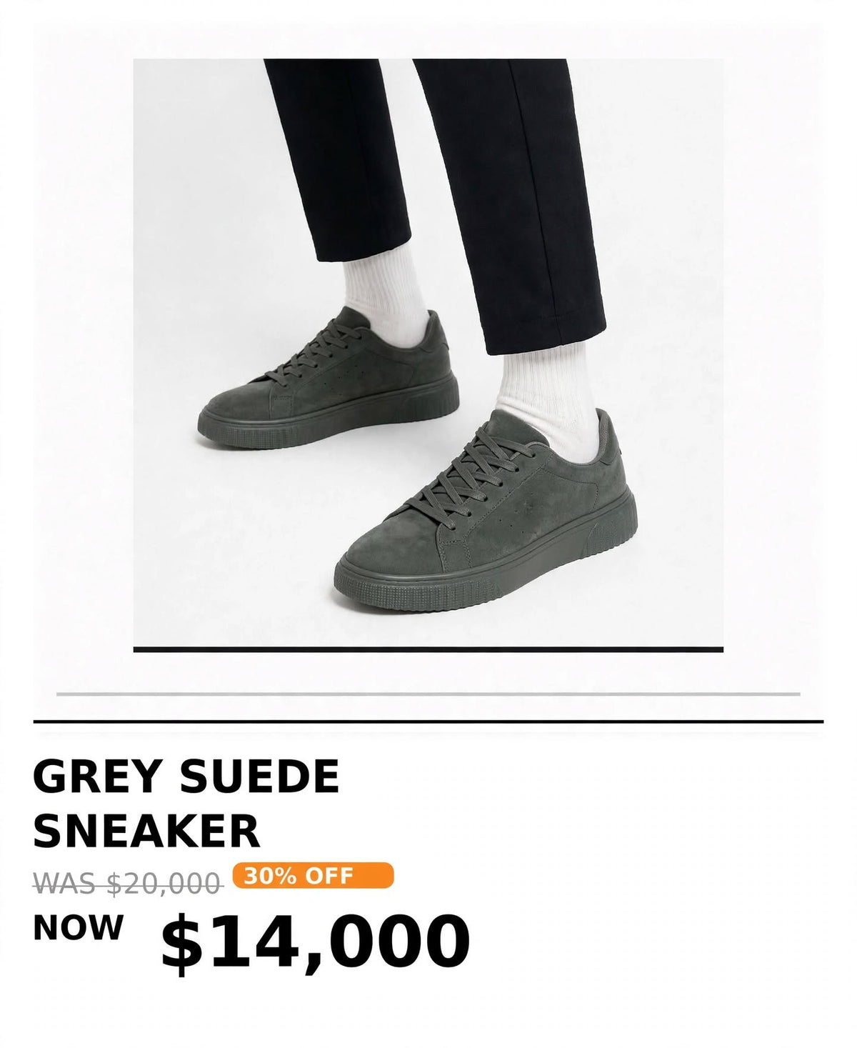 Mens grey suede sneaker
