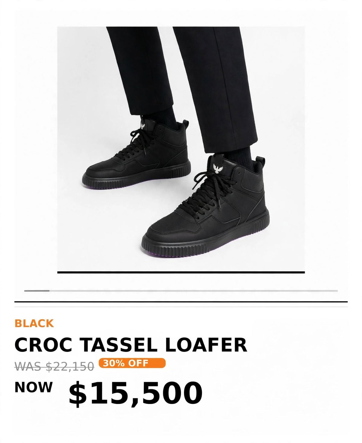 Mens black hightop sneaker