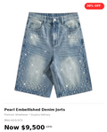 Mens pearl embellishments design short pants