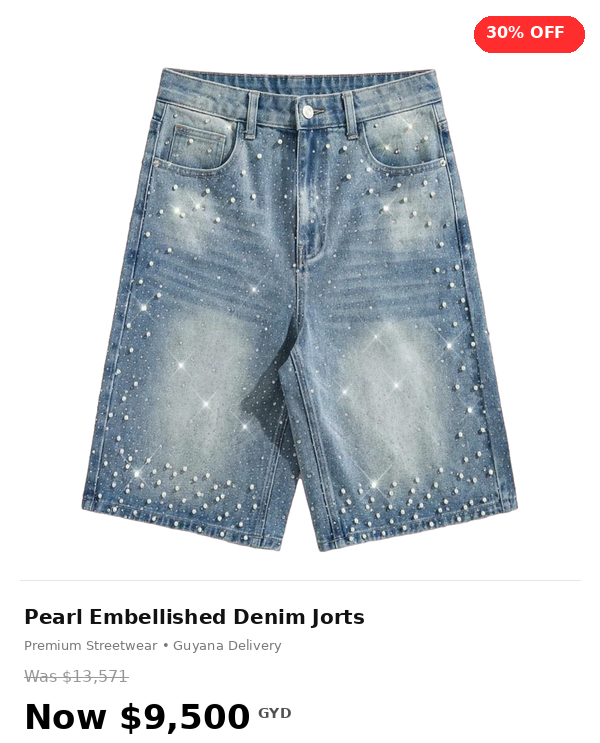Mens pearl embellishments design short pants