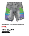 Mens color design damage short pants