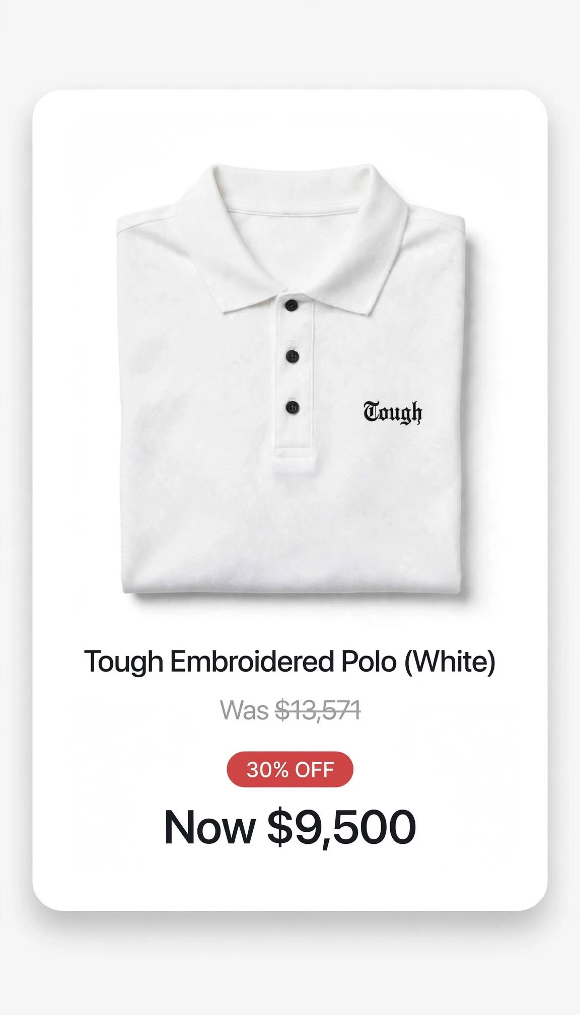 Tough white logo Polo Tshirts