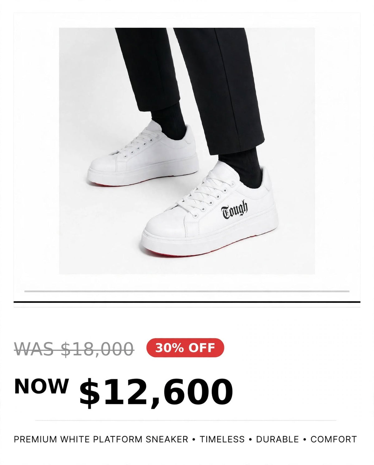 Mens white tough sneaker