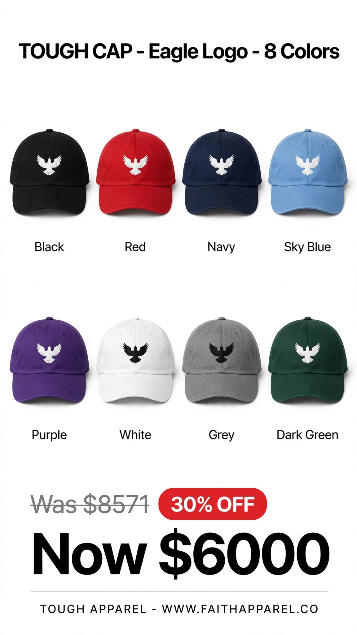 Tough eagle logo caps
