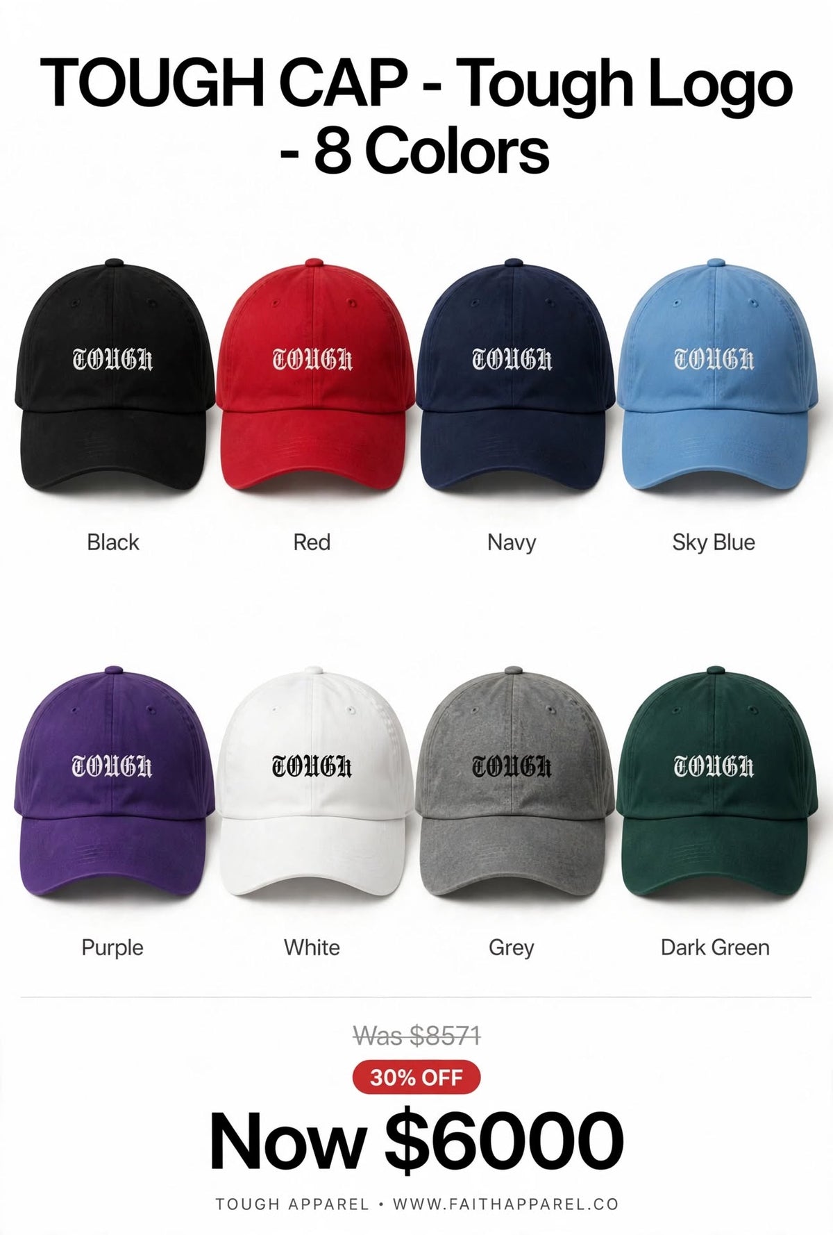 Tough logo caps