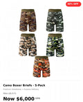 Mens pk of 5 camo printed brief set