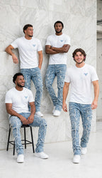 Men's denim fringe jeans