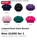 Womens leopard band satin bonnets