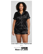 2pc satin button shirt & shorts set