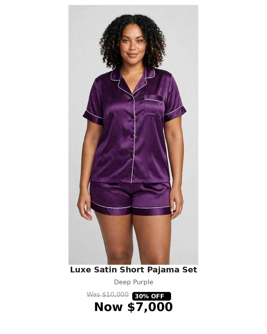 2pc satin button shirt & shorts set