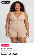 Comfy zip front body shaper romper