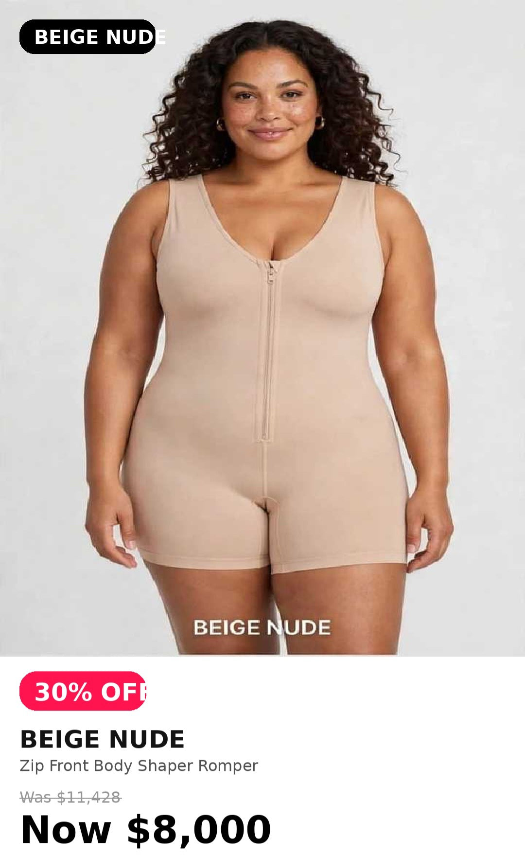 Comfy zip front body shaper romper