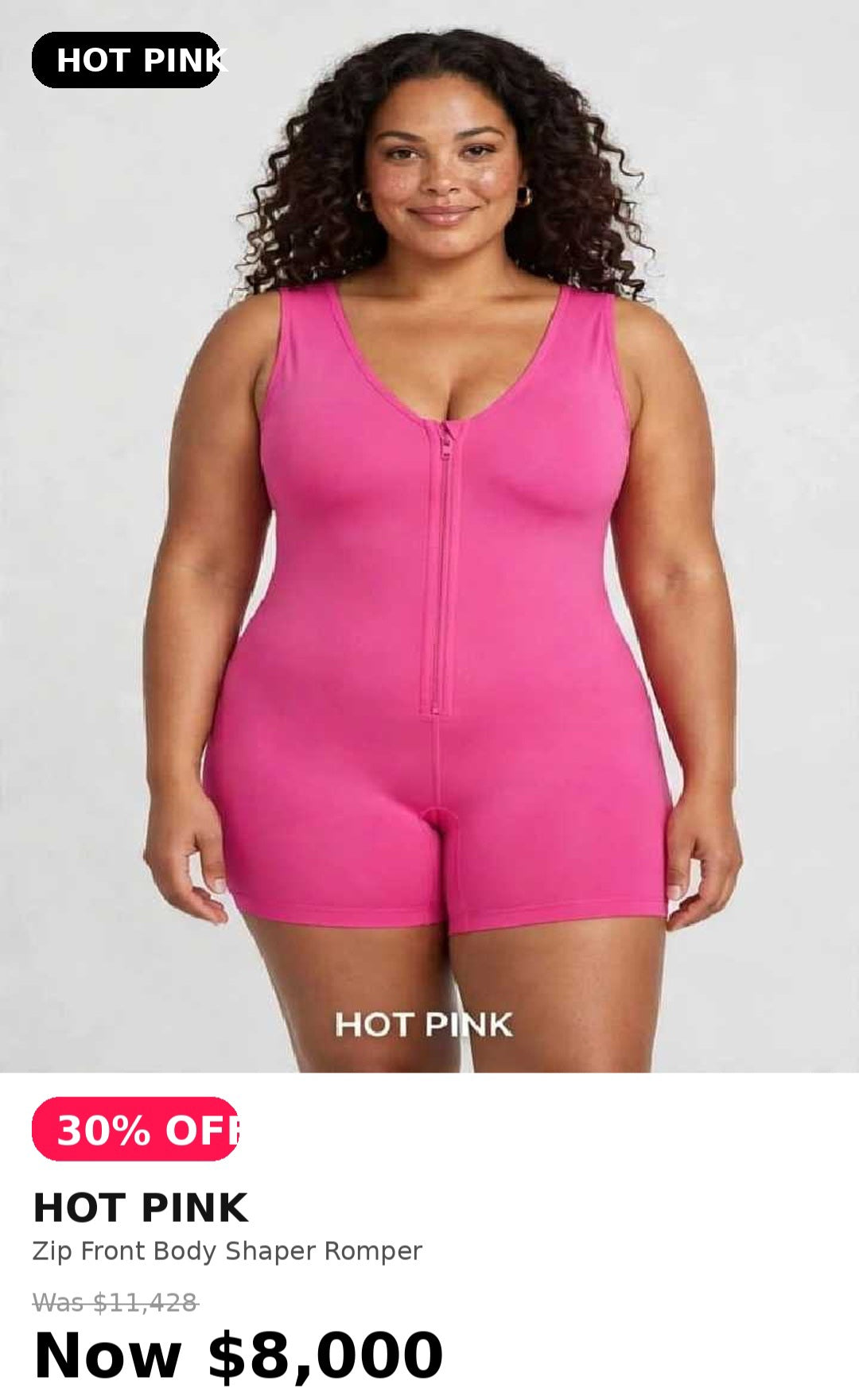 Comfy zip front body shaper romper
