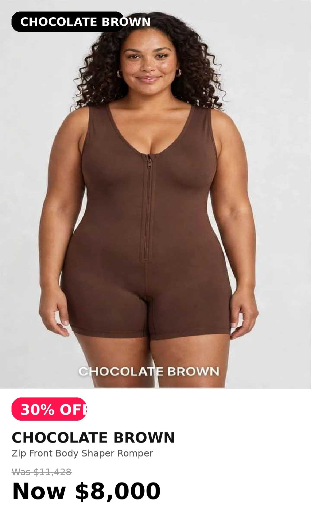 Comfy zip front body shaper romper