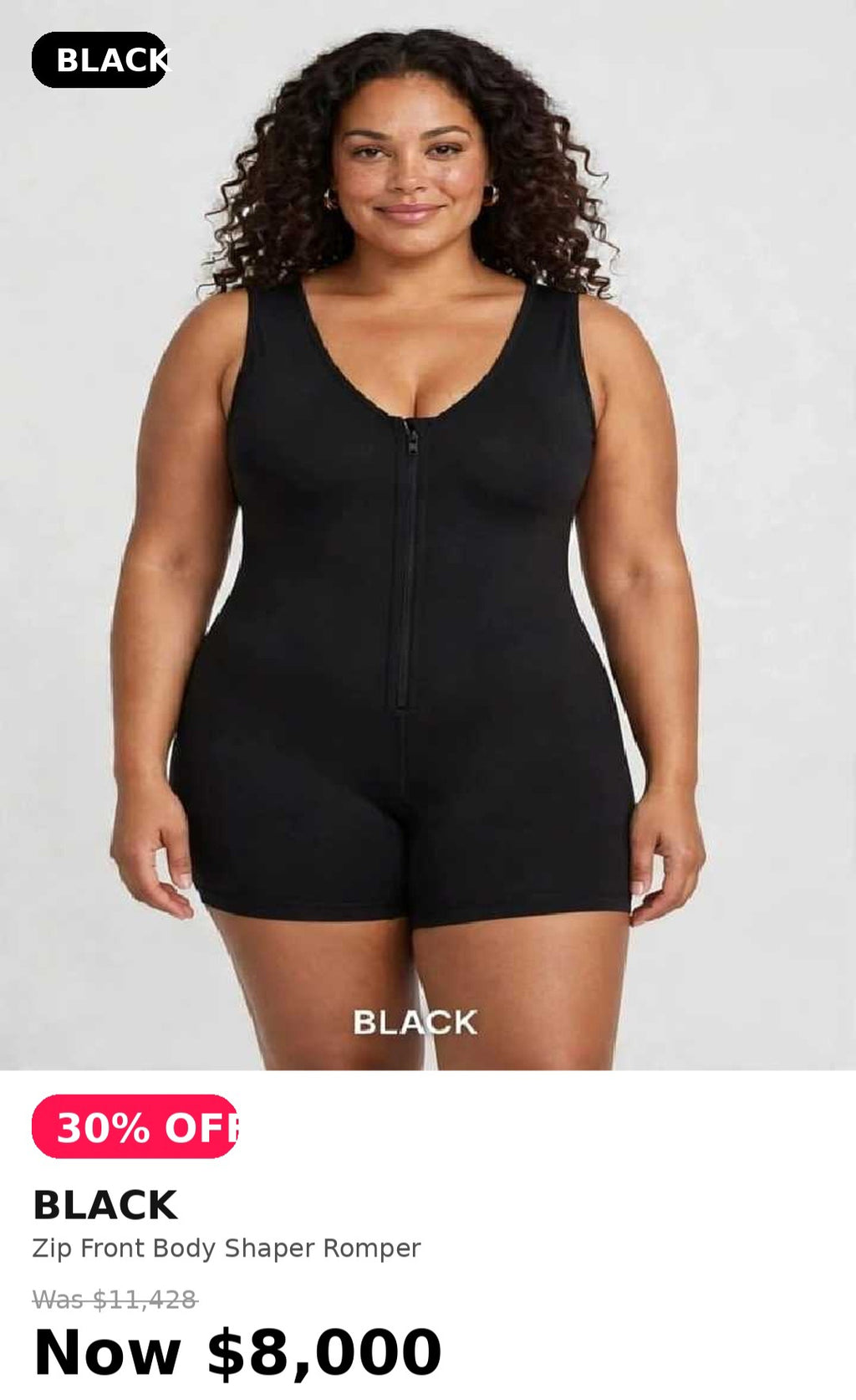 Comfy zip front body shaper romper
