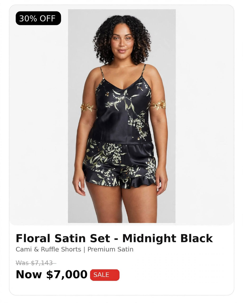 2pc floral satin cami & shorts set
