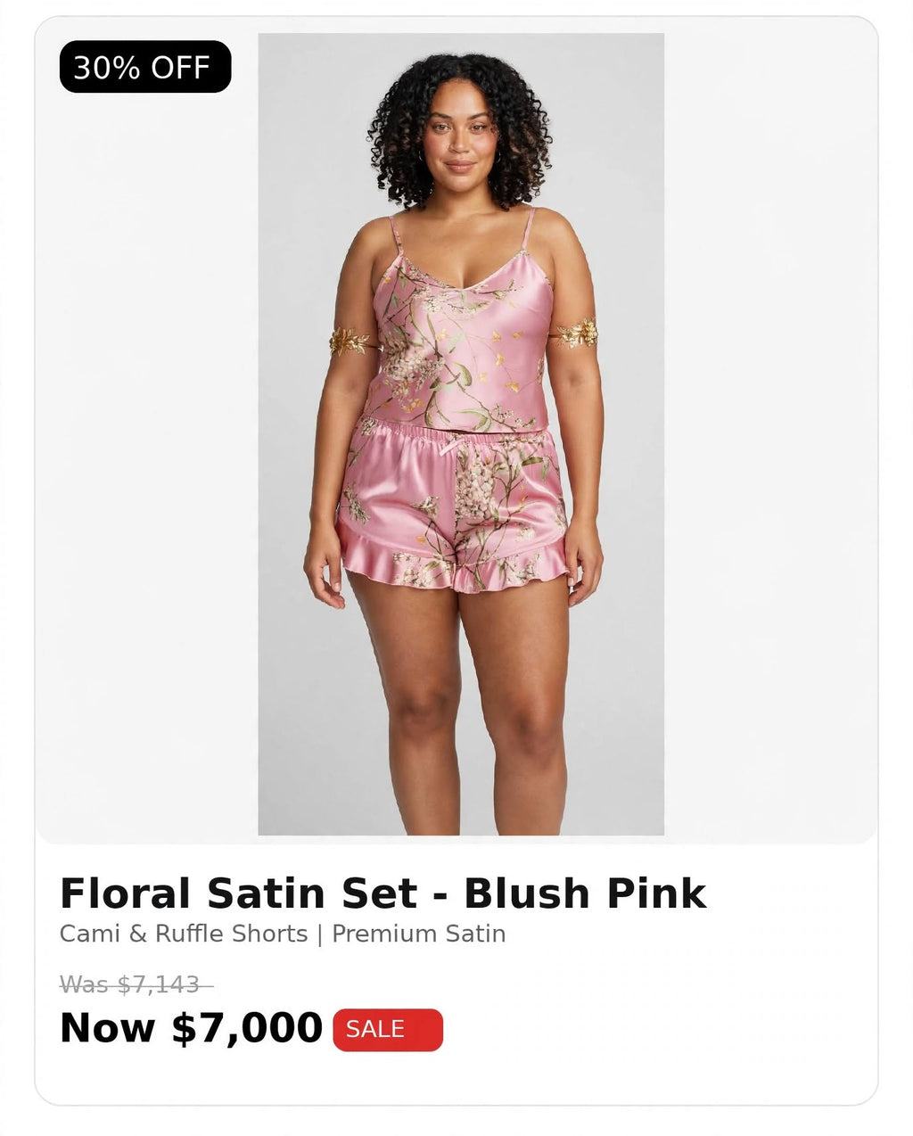2pc floral satin cami & shorts set