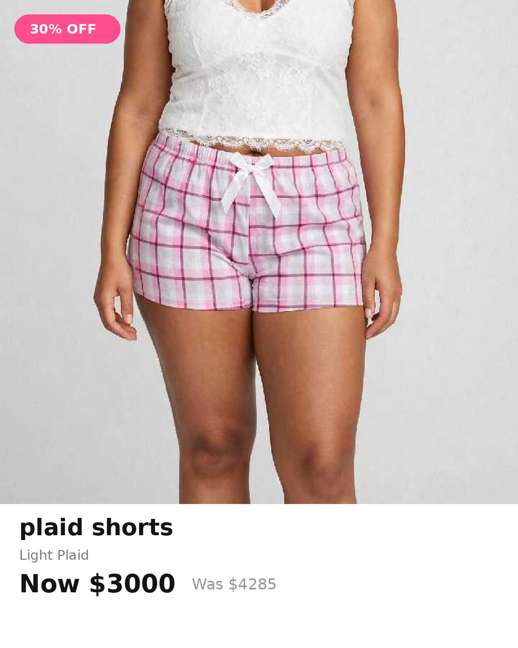 Pink plaid night shorts