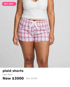 Pink plaid night shorts