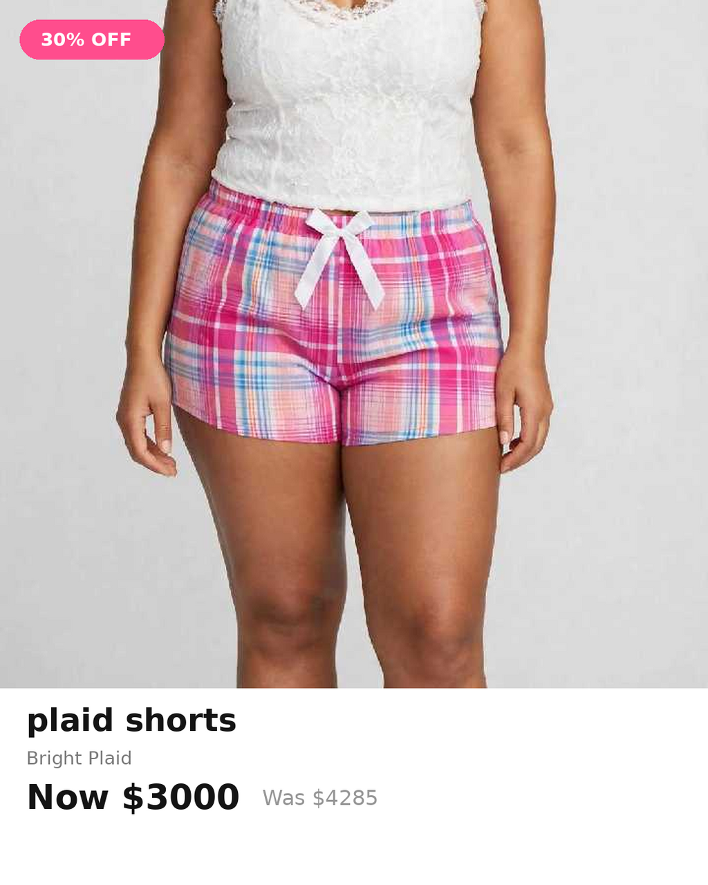 Pink plaid night shorts