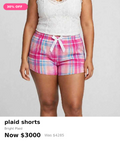 Pink plaid night shorts