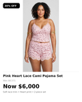 2pc pink heart lace shorts set