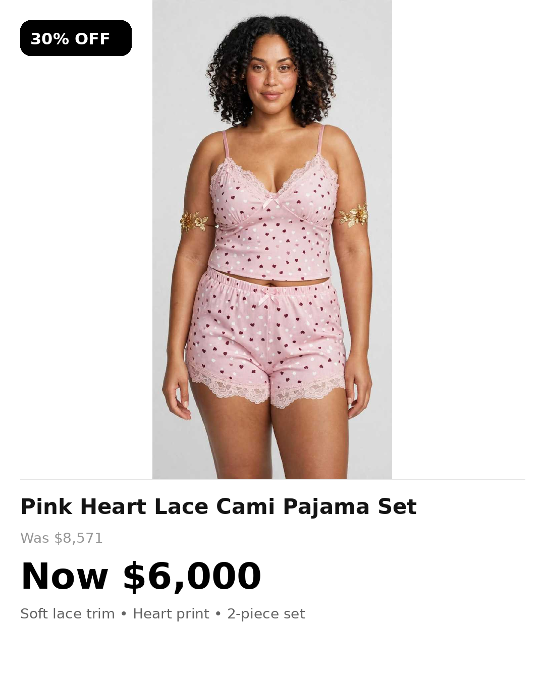 2pc pink heart lace shorts set