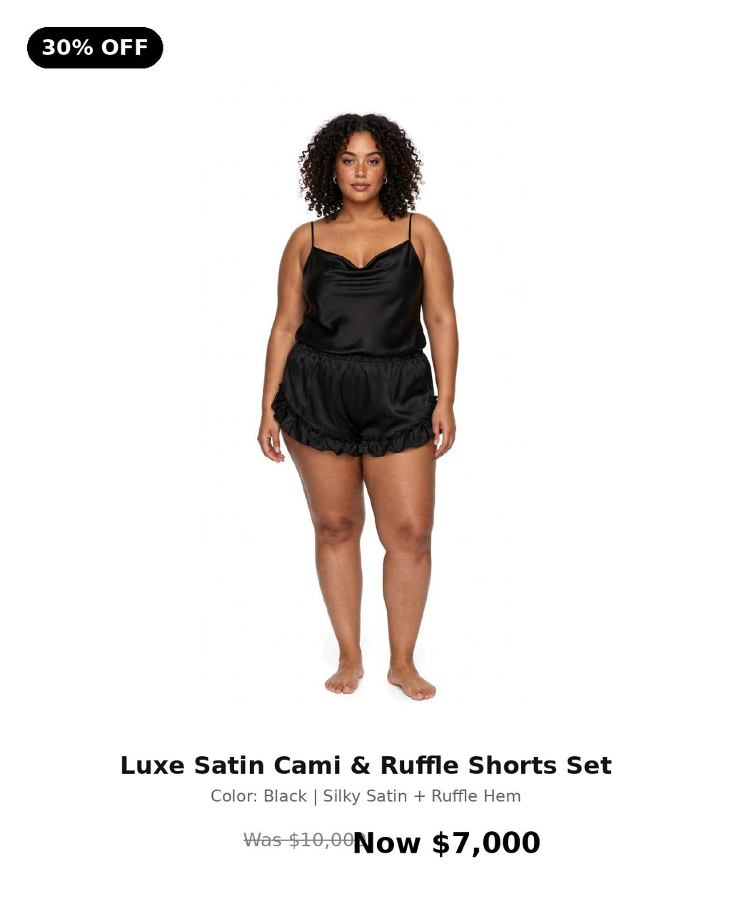 2pc luxe satincami & ruffled shorts set