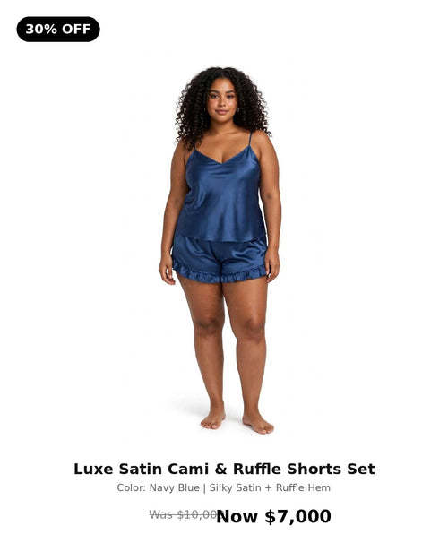2pc luxe satincami & ruffled shorts set