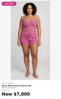 2pc berry pink stretch cami & shorts set