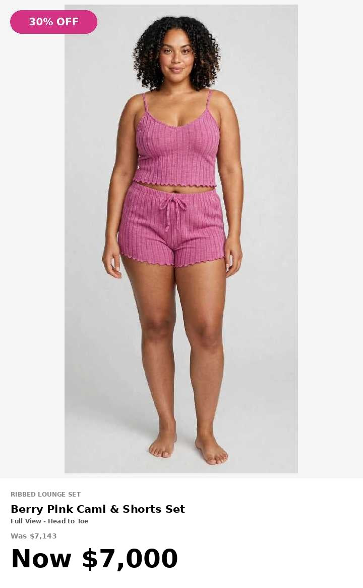 2pc berry pink stretch cami & shorts set